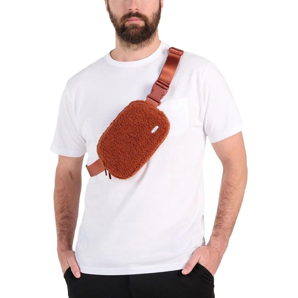[NWT] 2 Count - Lolë Fleece Sherpa Belt Bag Copper Crossbody Fanny Pack - Picture 5 of 6